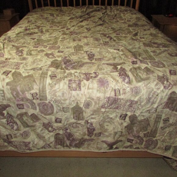Eggplant Jacquard Roman Theme Reversible Duvet Cover - King - Picture 11 of 16
